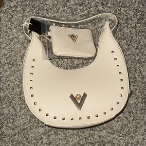 White Studded Women's Bag with Pouch